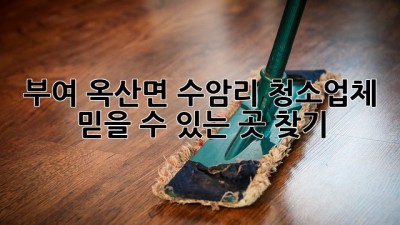 부여 옥산면 수암리 청소업체, 믿을 수 있는 곳 찾기! ✨